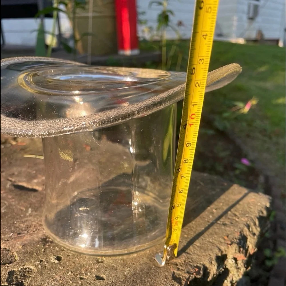 Vintage Clear Glass Top Hat Ice Bucket/Vase with Textured Rim.